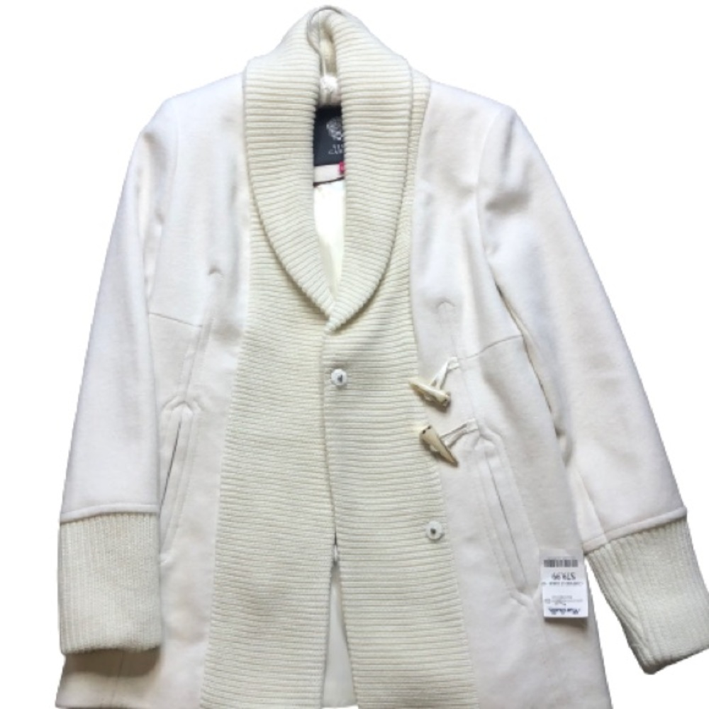 NWT Vince Camuto Wool Toggle/ Sweater Coat with Knit Collar and Cuffs